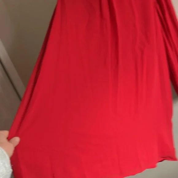 BB Dakota red chiffon mini dress size large pleated bell sleeves rhinestones New - Picture 5 of 8